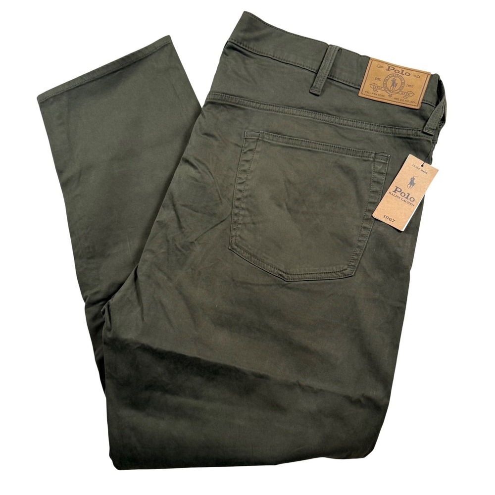 NEW Polo Ralph Lauren Pants Mens 44x30 Olive Green Varick Slim Straight Stretch